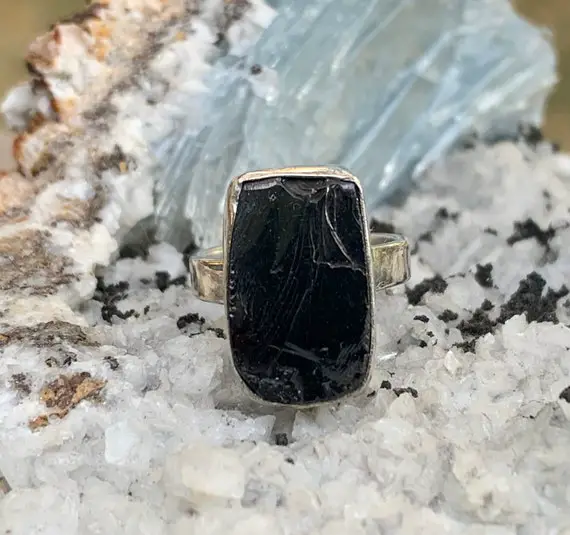 One Of A Kind Sterling Silver Shungite Ring