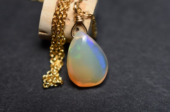 Opal Teardrop Pendant Necklace