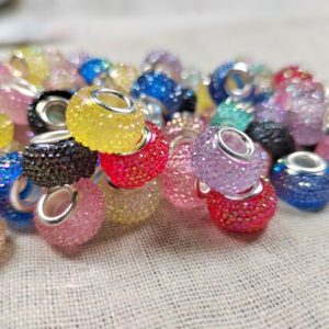 Shop Beads With Large Holes! Pack of 50 mixed Iridescent Bumpy dots large hole beads, European Beads, Acrylic Large hole spacer beads for DIY jewelry bracelets | Shop jewelry making and beading supplies, tools & findings for DIY jewelry making and crafts. #jewelrymaking #diyjewelry #jewelrycrafts #jewelrysupplies #beading #affiliate #ad