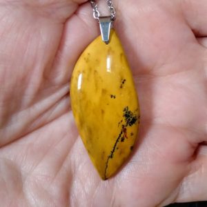 Shop Mookaite Jasper Jewelry! Pendant / necklace jasper mookaite polished on 2 sides of 40x19mm Customizable stainless steel chain or waxed black cord (K58) | Natural genuine Mookaite Jasper jewelry. Buy crystal jewelry, handmade handcrafted artisan jewelry for women.  Unique handmade gift ideas. #jewelry #beadedjewelry #beadedjewelry #gift #shopping #handmadejewelry #fashion #style #product #jewelry #affiliate #ad