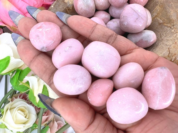 Pink Opal Tumble Stone - Tumbled Pink Opal Stone - High Quality Pink Opal Tumbled Stone - Polished Pink Opal Pebble - Pink Opal Pocket Stone