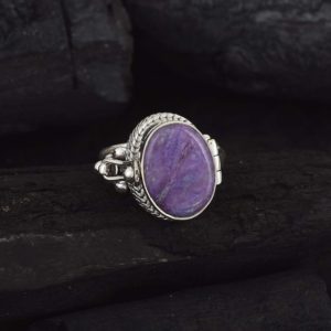 Poison Ring, Silver Box Ring, Sugilite Ring, Pill Box Ring, Openable Ring Jewellery, Snuff Ring, Poisoner Ring, 925 Sterling Silver Jewelry | Natural genuine Sugilite jewelry. Buy crystal jewelry, handmade handcrafted artisan jewelry for women.  Unique handmade gift ideas. #jewelry #beadedjewelry #beadedjewelry #gift #shopping #handmadejewelry #fashion #style #product #jewelry #affiliate #ad