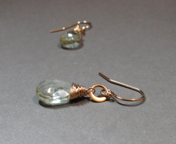 Prehnite Earrings Pale Green Gold Simple Minimalist Gift For Mom