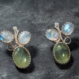 Shop Prehnite Jewelry! Prehnite Earrings, Vine Earrings, Natural Stones, Rainbow Moonstone, June Birthstone, Leaf Earrings, Healing Stones, May Birthstone, Silver | Natural genuine Prehnite jewelry. Buy crystal jewelry, handmade handcrafted artisan jewelry for women.  Unique handmade gift ideas. #jewelry #beadedjewelry #beadedjewelry #gift #shopping #handmadejewelry #fashion #style #product #jewelry #affiliate #ad