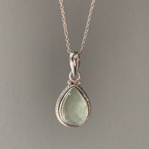 Prehnite  necklace, Delicate necklace, Boho necklace, teardrop silver prehnite necklace, healing stone, gift for her | Natural genuine Prehnite necklaces. Buy crystal jewelry, handmade handcrafted artisan jewelry for women.  Unique handmade gift ideas. #jewelry #beadednecklaces #beadedjewelry #gift #shopping #handmadejewelry #fashion #style #product #necklaces #affiliate #ad
