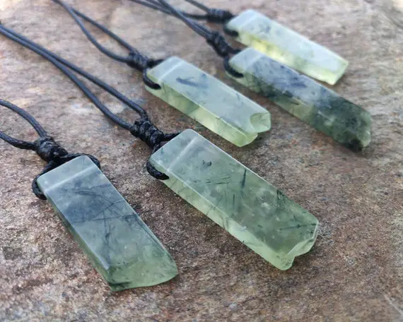 Prehnite Necklace, Green Pendant, Macrame Crystal Necklace, Healing Crystal Jewelry, Unique Boyfriend Gifts