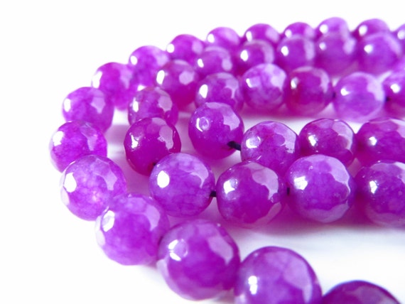 Purple Jade Faceted Beads - Pretty Sparkling Gemstone Beads - One Strand - Purple Gem Shiny Beads