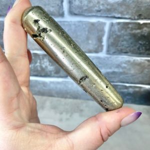 Shop Pyrite Points & Wands! Pyrite Wand | 4" | Natural genuine stones & crystals in various shapes & sizes. Buy raw cut, tumbled, or polished gemstones for making jewelry or crystal healing energy vibration raising reiki stones. #crystals #gemstones #crystalhealing #crystalsandgemstones #energyhealing #affiliate #ad