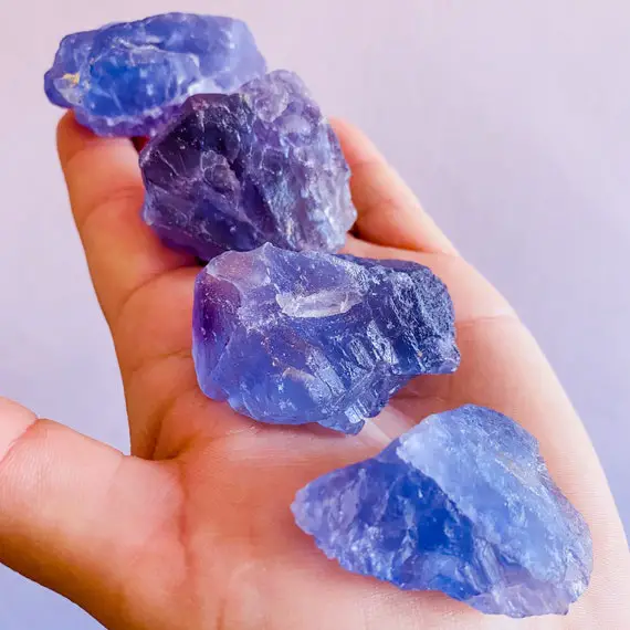 Rainbow Blue Fluorite Raw Natural Crystals / Absorbs Anxiety, Stress & Tension / Aids Concentration / Good For Exams, New Job, Course Work