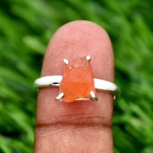 Shop Carnelian Rings! Raw Carnelian Ring, 925 Sterling Silver Ring, Handmade Ring, Raw Gemstone Ring, Adjustable Ring, Carnelian Rough Ring, Gift For Her | Natural genuine Carnelian rings, simple unique handcrafted gemstone rings. #rings #jewelry #shopping #gift #handmade #fashion #style #affiliate #ad