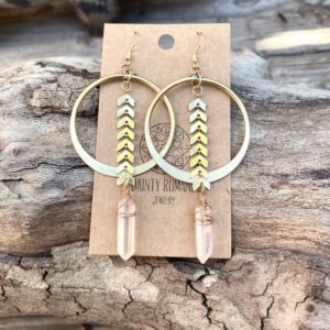 Raw Crystal earrings, Quartz crystal, 18k gold, angel aura earrings, bohemian jewelry, natural Quartz, gold hoop earrings,Boho hoop earrings | Natural genuine Gemstone earrings. Buy crystal jewelry, handmade handcrafted artisan jewelry for women.  Unique handmade gift ideas. #jewelry #beadedearrings #beadedjewelry #gift #shopping #handmadejewelry #fashion #style #product #earrings #affiliate #ad