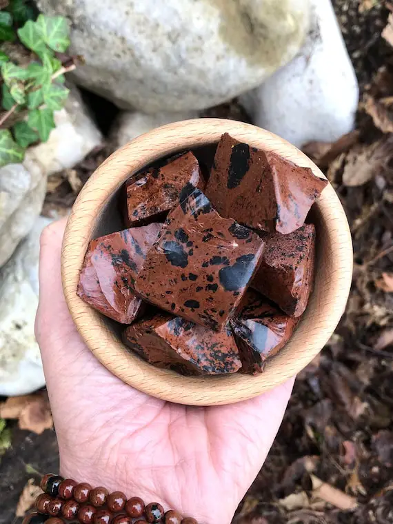 Raw Mahogany Obsidian Crystal Rough Stone Gemstone Chakra Reiki Protection Grounding