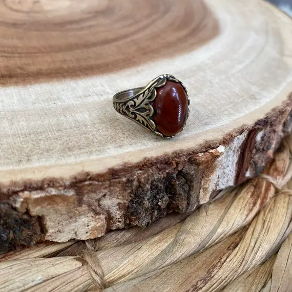 Red Obsidian Ring, Boho Gemstone Ring, Healing Stone Jewelry