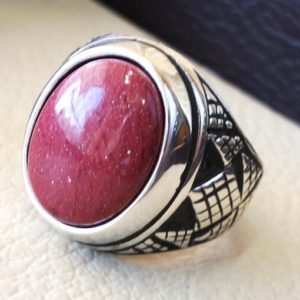 red rose mookaite jasper aqeeq natural stone sterling silver 925 heavy men ring vintage arabic ottoman style all sizes fast shipping | Natural genuine Mookaite Jasper rings, simple unique handcrafted gemstone rings. #rings #jewelry #shopping #gift #handmade #fashion #style #affiliate #ad