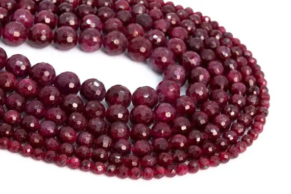 Red Ruby Loose Beads Grade Aa Micro Faceted Round Shape 6mm 7mm 8mm 9mm 10mm