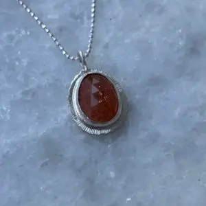 Shop Sunstone Jewelry! Rose cut Sunstone pendant, recycled sterling silver, natural gemstone necklace, unique necklace, lucky necklace, stone of joy necklace | Natural genuine Sunstone jewelry. Buy crystal jewelry, handmade handcrafted artisan jewelry for women.  Unique handmade gift ideas. #jewelry #beadedjewelry #beadedjewelry #gift #shopping #handmadejewelry #fashion #style #product #jewelry #affiliate #ad