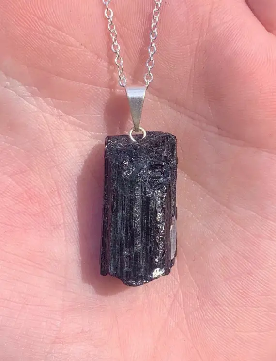 Rough Chunk Black Tourmaline Necklace, Blocks Negativity, Root Chakra, Protection Necklace, Black Necklace, 5g, Emf, Unisex, Healing Stone