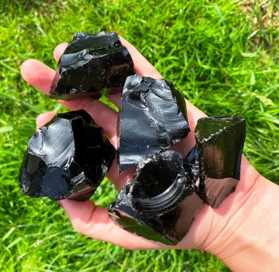 Rough Crystal Obsidian, Raw Crystal Black, Healing Crystal Black Natural Crystal, Dragon Glass, Dragon Stone, White Walker Protection Rock