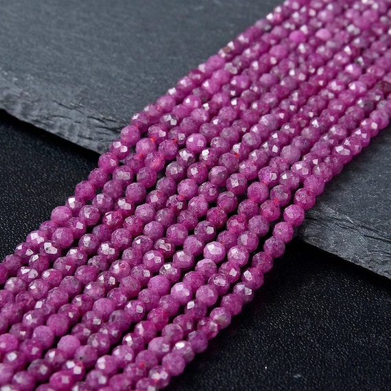 Ruby Faceted Round Beads, Ruby 2-2.5 Mm Beads, Natural Ruby Round Beads, 2 Mm Ruby Beads, Ruby Precious Loose Gemstone Beads For Jewelry