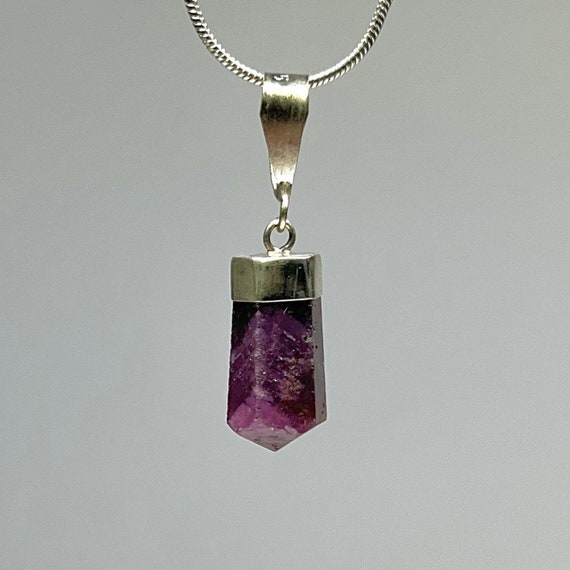 Ruby Gemstone Pendant Necklace, 925 Sterling Silver Ruby Crystal Pendant