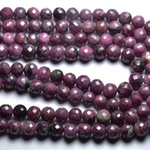 Shop Ruby Round Beads! Ruby Round Bead Strand -8 Inches – Beautiful Natural Faceted Ruby Round Beads – Size is 6.5-7 mm #1649 | Natural genuine round Ruby beads for beading and jewelry making.  #jewelry #beads #beadedjewelry #diyjewelry #jewelrymaking #beadstore #beading #affiliate #ad