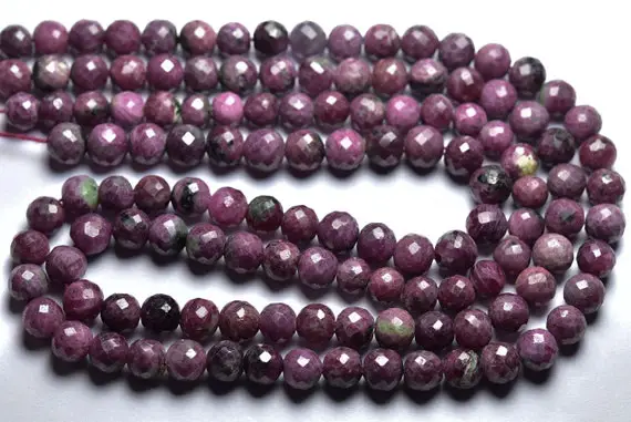 Ruby Round Bead Strand -8 Inches - Beautiful Natural Faceted Ruby Round Beads - Size Is 6.5-7 Mm #1649