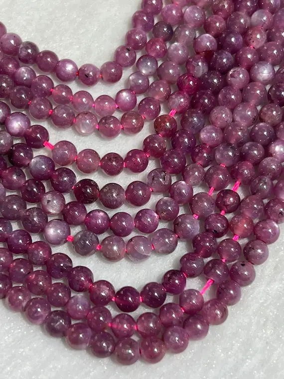 Ruby Round Beads 5mm Size • Natural Gemstone Beads • 16 Inch Length • Natural Ruby Beads, Origin Mozambique.