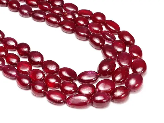 Ruby Smooth Tumble Beads, 9.5x12 Mm To 16x20.5 Mm, Ruby Nuggets Beads, Ruby Jewelry Making Gemstone Beads, 23 Inch Strand, Sku2006