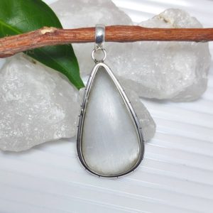 Shop Selenite Pendants! Selenite Pendant, Selenite Necklace, 925 Silver Pendant, Selenite Cabochon, White Selenite Pendant, Natural Selenite, Sale | Natural genuine Selenite pendants. Buy crystal jewelry, handmade handcrafted artisan jewelry for women.  Unique handmade gift ideas. #jewelry #beadedpendants #beadedjewelry #gift #shopping #handmadejewelry #fashion #style #product #pendants #affiliate #ad