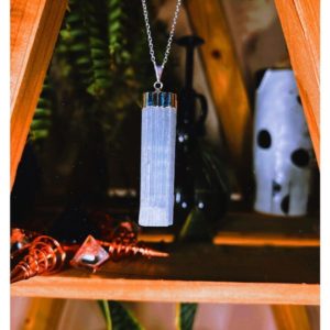 Shop Selenite Necklaces! Selenite Rough Gemstone 18” Sterling Silver Necklace | Natural genuine Selenite necklaces. Buy crystal jewelry, handmade handcrafted artisan jewelry for women.  Unique handmade gift ideas. #jewelry #beadednecklaces #beadedjewelry #gift #shopping #handmadejewelry #fashion #style #product #necklaces #affiliate #ad