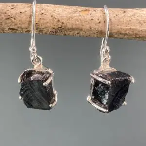 Shop Shungite Earrings! Shungite and Sterling Silver Dangle Earrings (UV2) | Natural genuine Shungite earrings. Buy crystal jewelry, handmade handcrafted artisan jewelry for women.  Unique handmade gift ideas. #jewelry #beadedearrings #beadedjewelry #gift #shopping #handmadejewelry #fashion #style #product #earrings #affiliate #ad