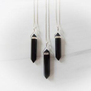Shop Shungite Necklaces! Shungite Necklace, Sterling Silver Shungite Point, Genuine Gemstone Point, Healing Crystal Necklace, Layering Necklace, Gemstone Appeal, GSA | Natural genuine Shungite necklaces. Buy crystal jewelry, handmade handcrafted artisan jewelry for women.  Unique handmade gift ideas. #jewelry #beadednecklaces #beadedjewelry #gift #shopping #handmadejewelry #fashion #style #product #necklaces #affiliate #ad
