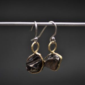 Shop Shungite Earrings! Shungite Rock Earrings wrapped with hand soldered brass suspended from a stainless steel hooks (or brass or 925 silver hooks) | Natural genuine Shungite earrings. Buy crystal jewelry, handmade handcrafted artisan jewelry for women.  Unique handmade gift ideas. #jewelry #beadedearrings #beadedjewelry #gift #shopping #handmadejewelry #fashion #style #product #earrings #affiliate #ad