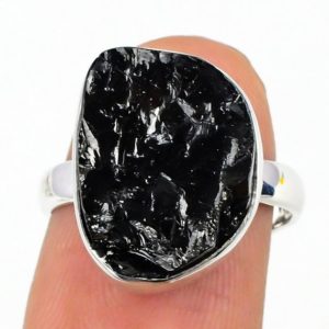 Shop Shungite Rings! Shungite Rough Natural Gemstone 925 Sloid Sterling Silver Handmade Ring ( All Sizes Available) | Natural genuine Shungite rings, simple unique handcrafted gemstone rings. #rings #jewelry #shopping #gift #handmade #fashion #style #affiliate #ad
