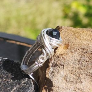 Shop Shungite Rings! Shungite Wire Woven Ring. Rare Black Stone from Russia. Sterling Silver | Natural genuine Shungite rings, simple unique handcrafted gemstone rings. #rings #jewelry #shopping #gift #handmade #fashion #style #affiliate #ad