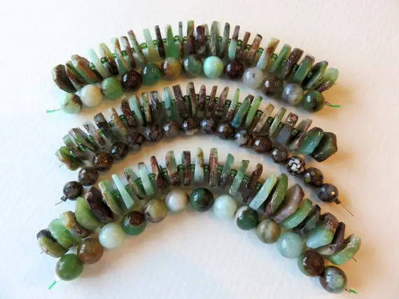 Sizzling Sale, Natural Australian Green Chrysoprase, Natural Chrysoprase Disc Beads, Chrysoprase Round Beads, Ooak Gemstone Set, Agate Beads