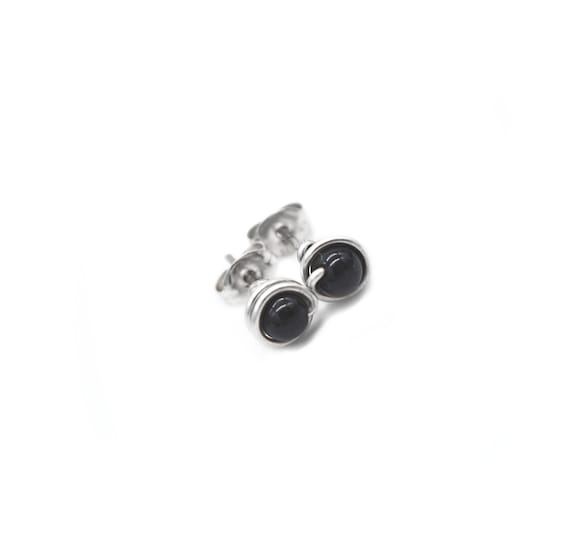 Small Black Tourmaline Earrings/ Black Tourmaline Crystals/healing Crystals/ Emf Protection/ Sterling Silver Earring Studs
