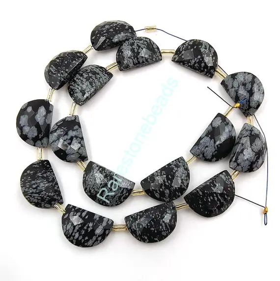 Snowflake Obsidian, 8 Pieces, Natural Drilled Gemstone, Fancy Shape Gemstone, Faceted Gemstone, Snowflake Gemstone, Beads Size 8x18 Mm