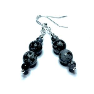 Shop Snowflake Obsidian Earrings! Snowflake Obsidian Earrings with Sterling Silver. High Quality Genuine Crystal Jewellery. Capricorn Earrings. Virgo Crystals. | Natural genuine Snowflake Obsidian earrings. Buy crystal jewelry, handmade handcrafted artisan jewelry for women.  Unique handmade gift ideas. #jewelry #beadedearrings #beadedjewelry #gift #shopping #handmadejewelry #fashion #style #product #earrings #affiliate #ad