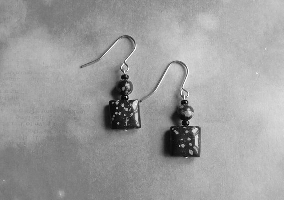 Snowflake Obsidian Earrings