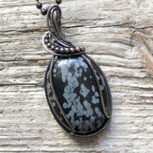 Shop Snowflake Obsidian Pendants! Snowflake Obsidian Pendant Necklace, Obsidian and Copper Necklace, Black Pendant Necklace | Natural genuine Snowflake Obsidian pendants. Buy crystal jewelry, handmade handcrafted artisan jewelry for women.  Unique handmade gift ideas. #jewelry #beadedpendants #beadedjewelry #gift #shopping #handmadejewelry #fashion #style #product #pendants #affiliate #ad