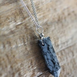 Shop Snowflake Obsidian Pendants! Snowflake Obsidian pendant, stainless steel, natural polished stone, black and silver point necklace, gift for him or her, unisex | Natural genuine Snowflake Obsidian pendants. Buy crystal jewelry, handmade handcrafted artisan jewelry for women.  Unique handmade gift ideas. #jewelry #beadedpendants #beadedjewelry #gift #shopping #handmadejewelry #fashion #style #product #pendants #affiliate #ad
