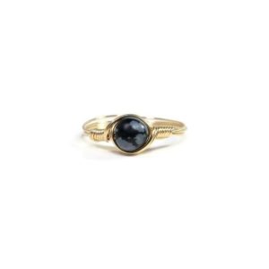 Snowflake Obsidian Ring, Stone Ring, 14k Yellow Gold Fill Ring, Wire Wrapped Ring, Custom Sized Ring | Natural genuine Gemstone rings, simple unique handcrafted gemstone rings. #rings #jewelry #shopping #gift #handmade #fashion #style #affiliate #ad