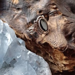 Shop Jet Rings! Solid 925 silver gothic style carved whitby jet ring | Natural genuine Jet rings, simple unique handcrafted gemstone rings. #rings #jewelry #shopping #gift #handmade #fashion #style #affiliate #ad