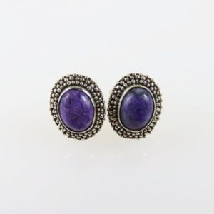 Shop Sugilite Earrings! Sterling silver, Round shape, Sugilite, Stud Style, Gemstone earrings | Natural genuine Sugilite earrings. Buy crystal jewelry, handmade handcrafted artisan jewelry for women.  Unique handmade gift ideas. #jewelry #beadedearrings #beadedjewelry #gift #shopping #handmadejewelry #fashion #style #product #earrings #affiliate #ad