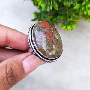 Shop Unakite Rings! Stunning Unakite Ring | Original Unakite Gemstone Ring | 8 US Size Statement Ring | Big Chunky Ring! | Natural genuine Unakite rings, simple unique handcrafted gemstone rings. #rings #jewelry #shopping #gift #handmade #fashion #style #affiliate #ad