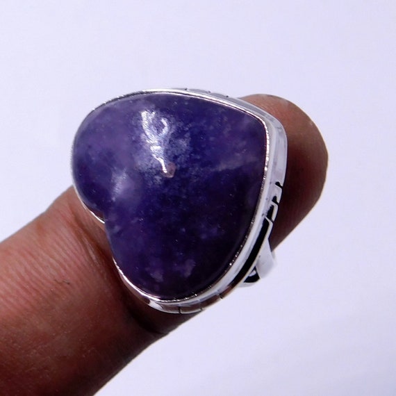 Sugilite Ring, Handmade Heart Sugilite Ring, Sterling Silver Handcrafted South Africa Sugilite Ring, Purple Sugilite