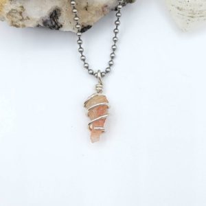 Shop Sunstone Necklaces! Sunstone Necklace, Silver Wire Wrapped Sunstone Pendant | Natural genuine Sunstone necklaces. Buy crystal jewelry, handmade handcrafted artisan jewelry for women.  Unique handmade gift ideas. #jewelry #beadednecklaces #beadedjewelry #gift #shopping #handmadejewelry #fashion #style #product #necklaces #affiliate #ad