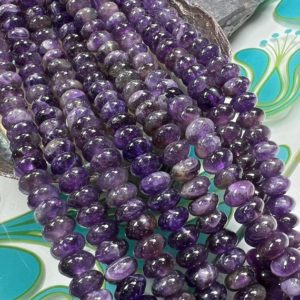 Shop Amethyst Rondelle Beads! Superb Quality Natural Amethyst rondelles beads 8mm / choose Quantity / Slightly DARKER than pic | Natural genuine rondelle Amethyst beads for beading and jewelry making.  #jewelry #beads #beadedjewelry #diyjewelry #jewelrymaking #beadstore #beading #affiliate #ad
