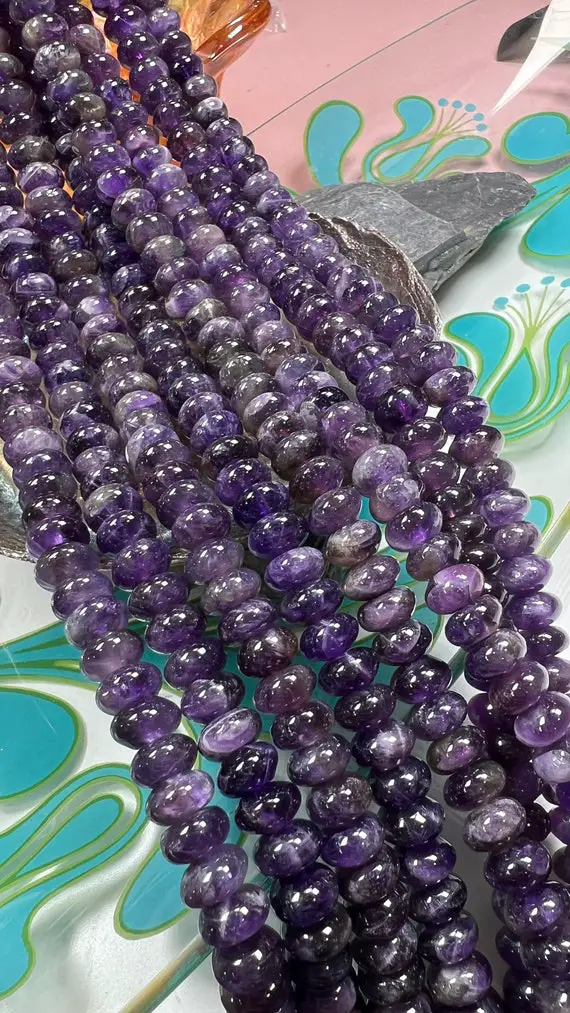 Superb Quality Natural Amethyst Rondelles Beads 8mm / Choose Quantity / Slightly Darker Than Pic